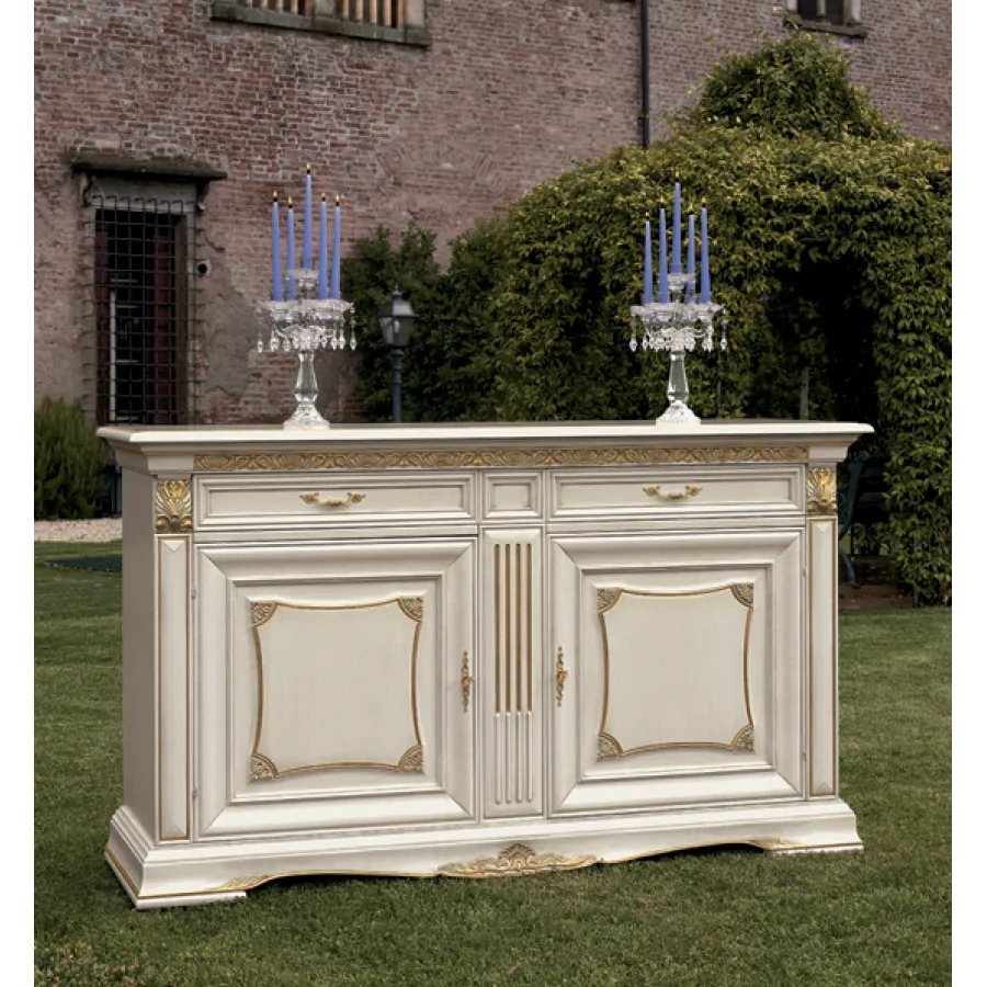 VIVALDI CREMA Włoska Komoda 2 drzwi 2 szuflady zdobienia 187 x 108 x 55cm / 1712 VIVALDI CREMA Włoska Komoda 2 drzwi 2 szuflady zdobienia 187 x 108 x 55cm / 1712