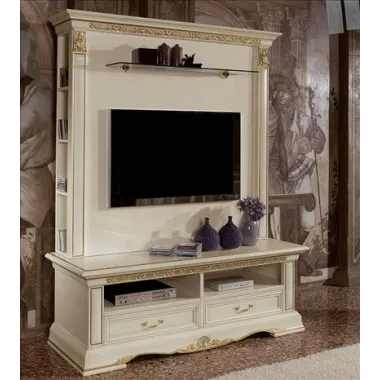 VIVALDI CREMA Włoska Luksusowa Ściana TV ze zdobieniami 350 x 215 x 60cm / 1726
