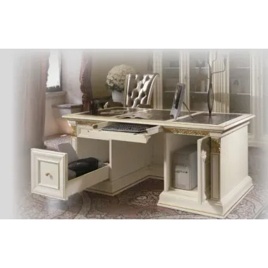 VIVALDI CREMA Włoska Luksusowa Szafka TV mini ze zdobieniami 213 x 57 x 59cm / 1752