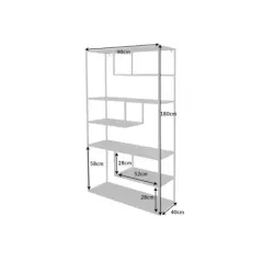 Invicta Regał Dura Steel metal czarny 90 x 180 x 40cm / 43327
