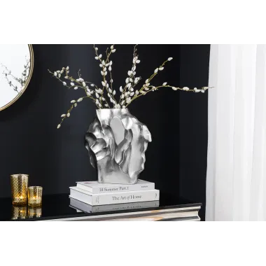 Invicta Wazon LIQUID efekt uderzenia młotka Srebrny 25cm / 44879