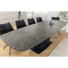 Invicta Stół PAPILLON rozkładany ceramiczny optyka marmuru grafitowego 180-220-260cm / 45179