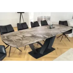 Invicta Stół PAPILLON rozkładany ceramiczny optyka marmuru taupe 180-220-260cm / 45178