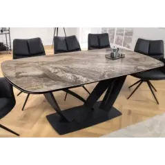 Invicta Stół PAPILLON rozkładany ceramiczny optyka marmuru taupe 180-220-260cm / 45178