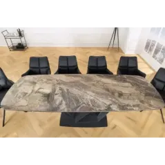 Invicta Stół PAPILLON rozkładany ceramiczny optyka marmuru taupe 180-220-260cm / 45178