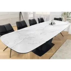 Invicta Stół PAPILLON rozkładany ceramiczny optyka marmuru białego 180-220-260cm / 45177