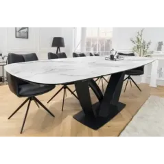 Invicta Stół PAPILLON rozkładany ceramiczny optyka marmuru białego 180-220-260cm / 45177
