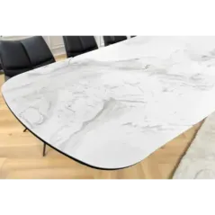 Invicta Stół PAPILLON rozkładany ceramiczny optyka marmuru białego 180-220-260cm / 45177
