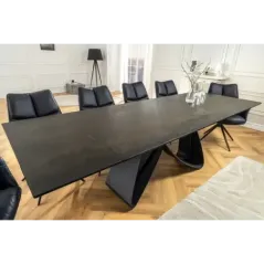 Invicta Stół INFINITY rozkładany ceramiczny optyka marmuru rdzawa czerń 180-220-260cm / 45182
