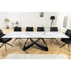 Invicta Stół INFINITY rozkładany ceramiczny optyka marmuru białego 180-220-260cm / 45180