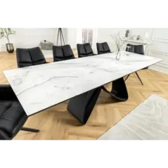Invicta Stół INFINITY rozkładany ceramiczny optyka marmuru białego 180-220-260cm / 45180