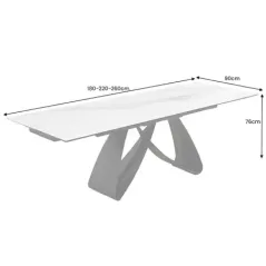 Invicta Stół INFINITY rozkładany ceramiczny optyka marmuru białego 180-220-260cm / 45180