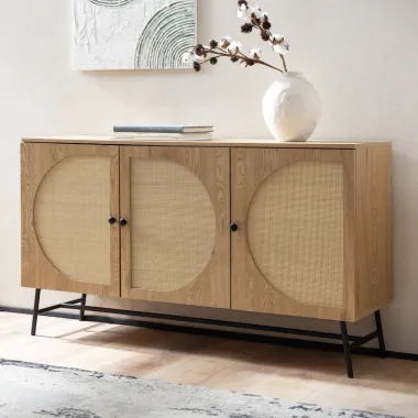WOHNLING Komoda ratanowa BAMBOO dąb 140 x 80 x 39cm / WL6.892