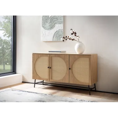 WOHNLING Komoda ratanowa BAMBOO dąb 140 x 80 x 39cm / WL6.892