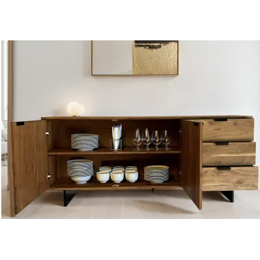 Wohnling Komoda akacja optyka czarnego kamienia 175 x 76 x 40cm / WL7.026