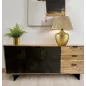 Wohnling Komoda akacja optyka czarnego kamienia 175 x 76 x 40cm / WL7.026