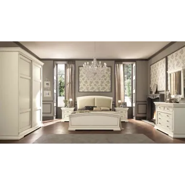 PALAZZO DUCALE ECRU Włoskie Łóżko tapicerowane wezgłowie eco skóra 140 x 200cm / 71BO13LT
