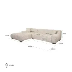 Sofa Hazel 3-osobowa + lewy szezlong modny nature (Be Trendy 01 Nature) - Richmond