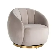 Obrotowy fotel wypoczynkowy Jago khaki welur / szczotkowane złoto (Quartz Khaki 903) - Richmond
