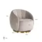 Obrotowy fotel wypoczynkowy Jago khaki welur / szczotkowane złoto (Quartz Khaki 903) - Richmond