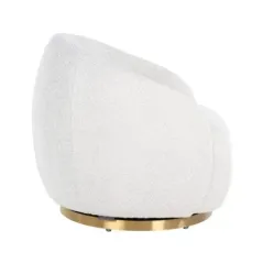 Krzesło wypoczynkowe obrotowe Jago biała boucle / szczotkowane złoto (Copenhagen 900 Bouclé White) - Richmond