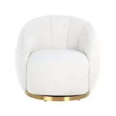 Krzesło wypoczynkowe obrotowe Jago biała boucle / szczotkowane złoto (Copenhagen 900 Bouclé White) - Richmond