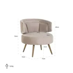 Fotel wypoczynkowy Hazel khaki aksamitny ognioodporny (FR-Quartz 903 Khaki) - Richmond