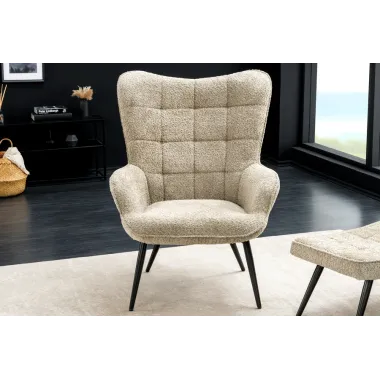 Invicta Fotel SCANDINAVIA z podłokietnikami bouclé 73cm / 44022