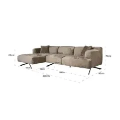 Sofa Donovan 3-osobowa + lewy szezlong (Bergen 104 szary beżowy szenil) - Richmond