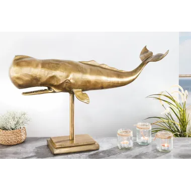 Invicta Dekoracja ścienna WAL-WIELORYB 70cm złota / 43036