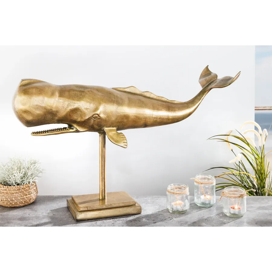 Invicta Dekoracja ścienna WAL-WIELORYB 70cm złota / 43036