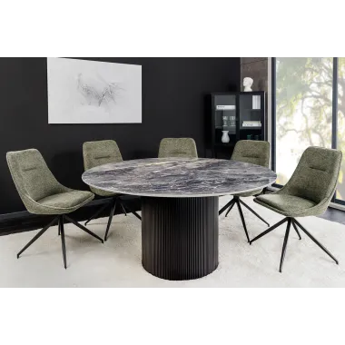 Invicta Stół UNIQUE okrągły ceramiczny szary marmurowy blat 120cm / 46382