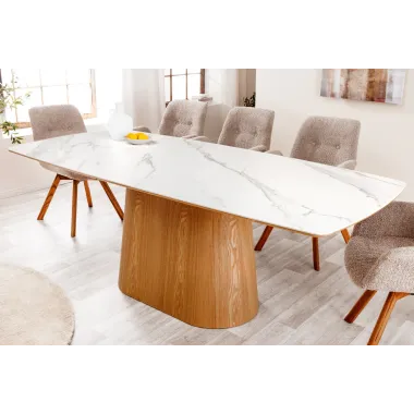 Invicta Stół UNIQUE drewno dębowe optyka białego marmuru 200cm / 45142