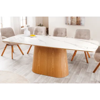Invicta Stół UNIQUE drewno dębowe optyka białego marmuru 200cm / 45142