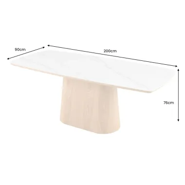 Invicta Stół UNIQUE drewno dębowe optyka białego marmuru 200cm / 45142