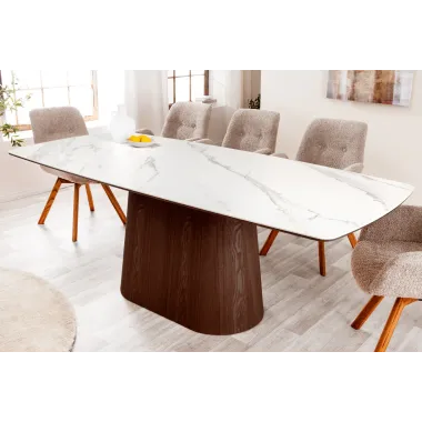 Invicta Stół UNIQUE drewno orzechowe optyka białego marmuru 200cm / 45139