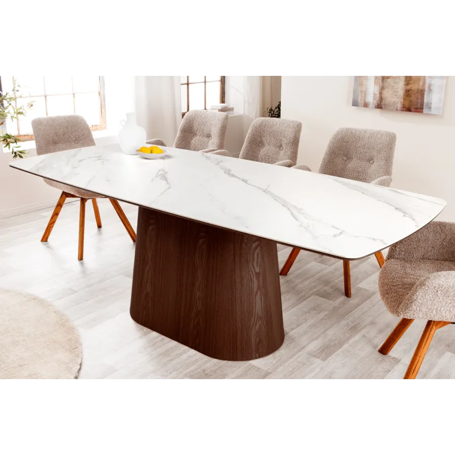Invicta Stół UNIQUE drewno orzechowe optyka białego marmuru 200cm / 45139 Invicta Stół UNIQUE drewno orzechowe optyka białego marmuru 200cm / 45139