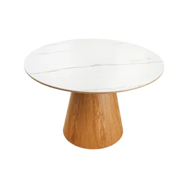 Invicta Stół UNIQUE drewno dębowe okrągły optyka białego marmuru 120cm / 45143