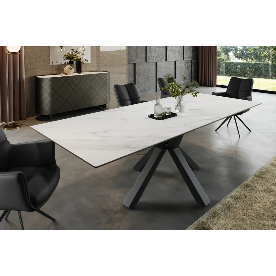 Invicta Stół do jadalni ETERNITY ceramiczny optyka biełego marmuru 160 - 200cm / 46625