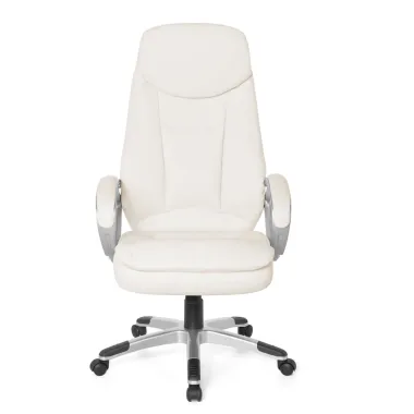 AMSTYLE Fotel biurowy MODERN kremowy imitacja skóry 67cm / SPM1.130