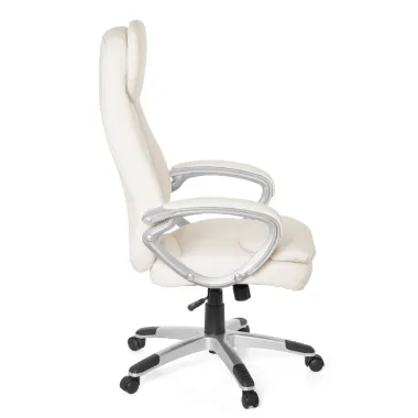 AMSTYLE Fotel biurowy MODERN kremowy imitacja skóry 67cm / SPM1.130