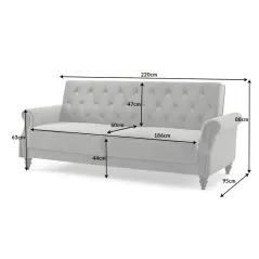 Sofa rozkładana MAISON BELLE AFFAIRE szary aksamit 220cm / 40083