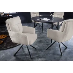 Invicta Krzesło obrotowe z podłokietnikiem Big George boucle beige 60cm / 42674