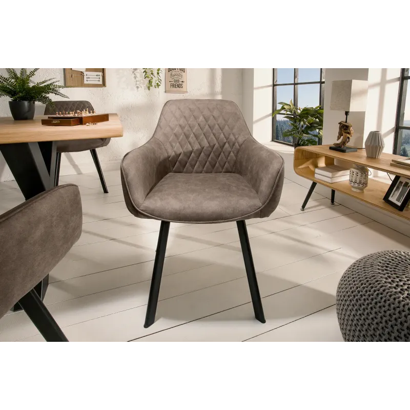 Invicta Krzesło PALERMO z podłokietnikiem mikrofibra taupe 59cm / 39343