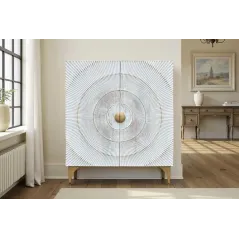 Invicta Komoda GOLDEN SUNSET WHITE wysoka Bailey 120cm / 48108