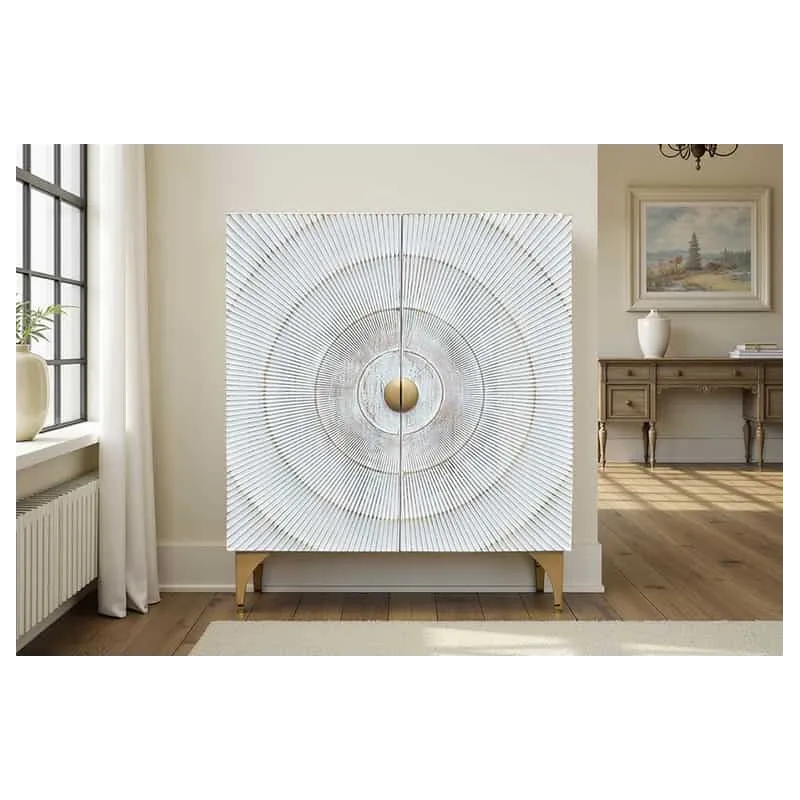 Invicta Komoda GOLDEN SUNSET WHITE wysoka Bailey 120cm / 48108