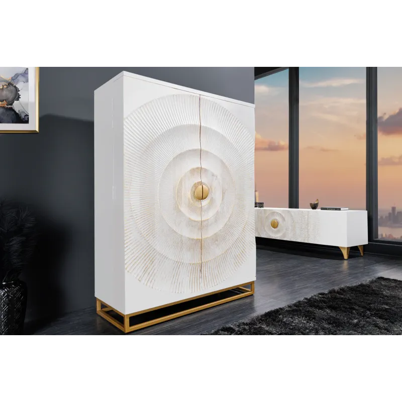 Invicta Komoda GOLDEN SUNSET WHITE wysoka 95cm / 48409