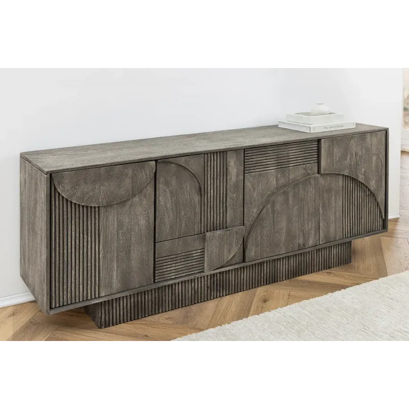 Invicta Komoda ART DECO 3D drewno mango dymione szare 170cm / 45480 Invicta Komoda ART DECO 3D drewno mango dymione szare 170cm / 45480