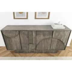 Invicta Komoda ART DECO 3D drewno mango dymione szare 170cm / 45480
