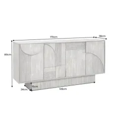 Invicta Komoda ART DECO 3D drewno mango dymione szare 170cm / 45480
